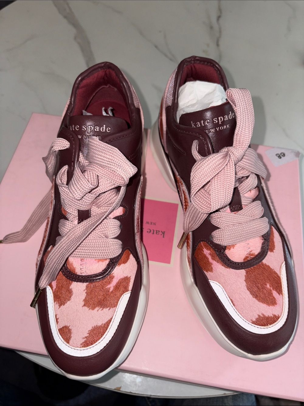 kate spade Pink, Burgundy & Orange Chunky Platform Sneakers - Picture 2 of 10